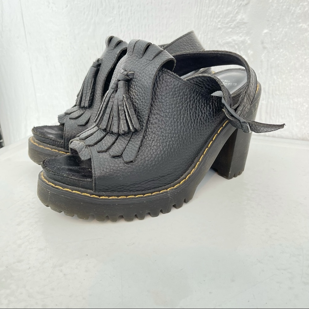 Dr Martens Seraphina Black Leather Heeled Sandals Size UK 5/38